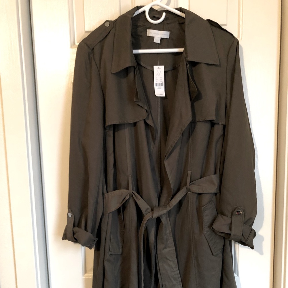 New York & Company Women’s Olive/Army Green Trench Coat, Large